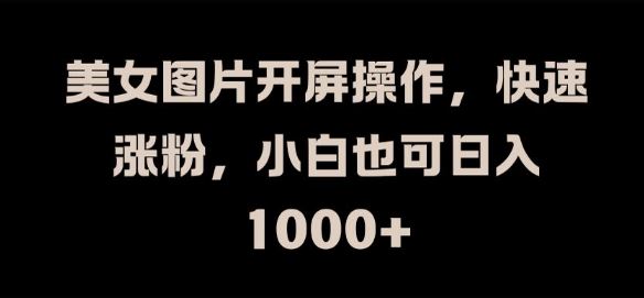 美女图片开屏操作,快速涨粉,小白也可日入1k【揭秘】-网创电课网