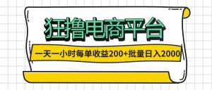（12463期）一天一小时 狂撸电商平台 每单收益200+ 批量日入2000+-网创电课网
