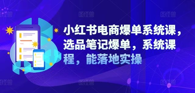小红书电商爆单系统课,选品笔记爆单,系统课程,能落地实操-网创电课网