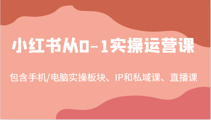 小红书从0-1实操运营课，包含手机/电脑实操板块、IP和私域课、直播课（97节）-网创电课网
