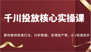 千川投放核心实操课，教你做到思维打法、分析数据、倍增投产等，0-1快速进步-网创电课网