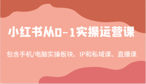 小红书从0-1实操运营课,包含手机/电脑实操板块、IP和私域课、直播课(97节)-网创电课网