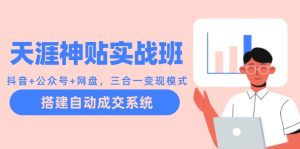 天涯神贴实战班：抖音+公众号+网盘，三合一变现模式，搭建自动成交系统-网创电课网
