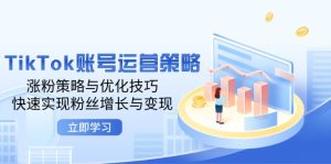 TikTok账号运营策略：涨粉策略与优化技巧，快速实现粉丝增长与变现-网创电课网