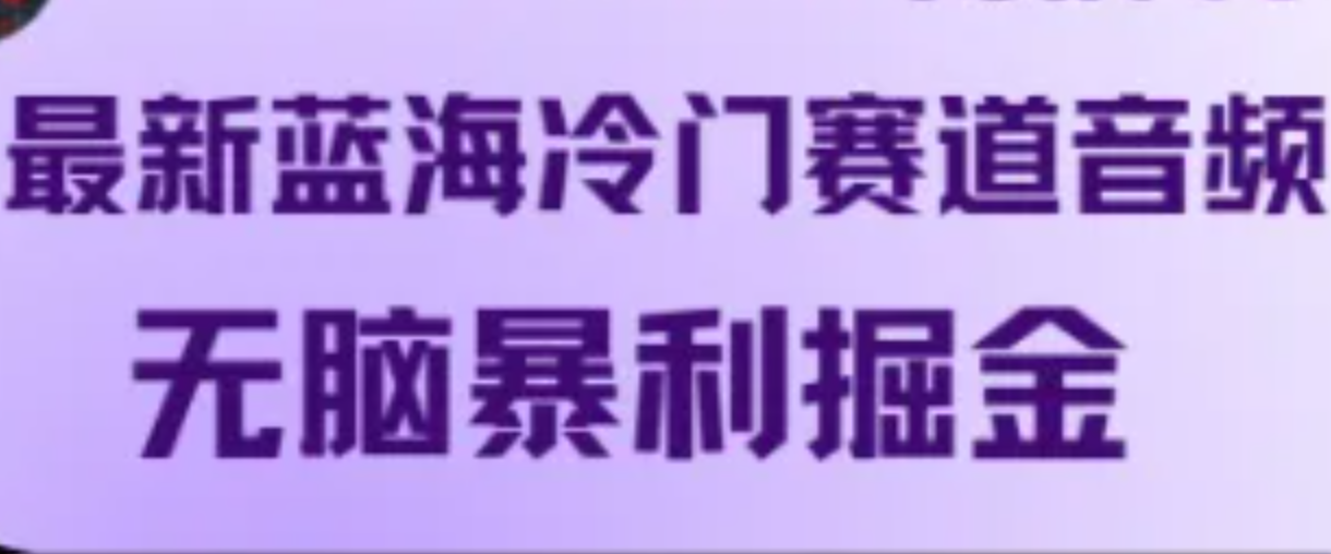 最新蓝海冷门赛道音频，无脑暴利掘金-网创电课网