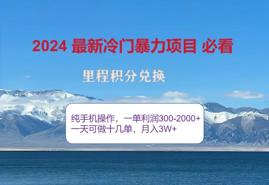 2024惊爆冷门暴利，里程积分最新玩法，高爆发期，一单300+—2000+-网创电课网