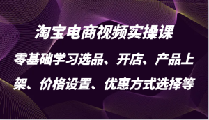 淘宝电商视频实操课,零基础学习选品、开店、产品上架、价格设置、优惠方式选择等-网创电课网
