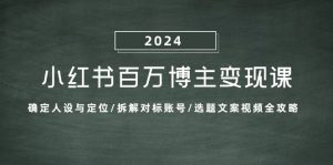 小红书百万博主变现课：确定人设与定位/拆解对标账号/选题文案视频全攻略-网创电课网