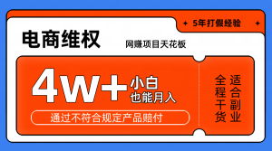 网赚项目天花板电商购物维权月收入稳定4w+独家玩法小白也能上手-网创电课网
