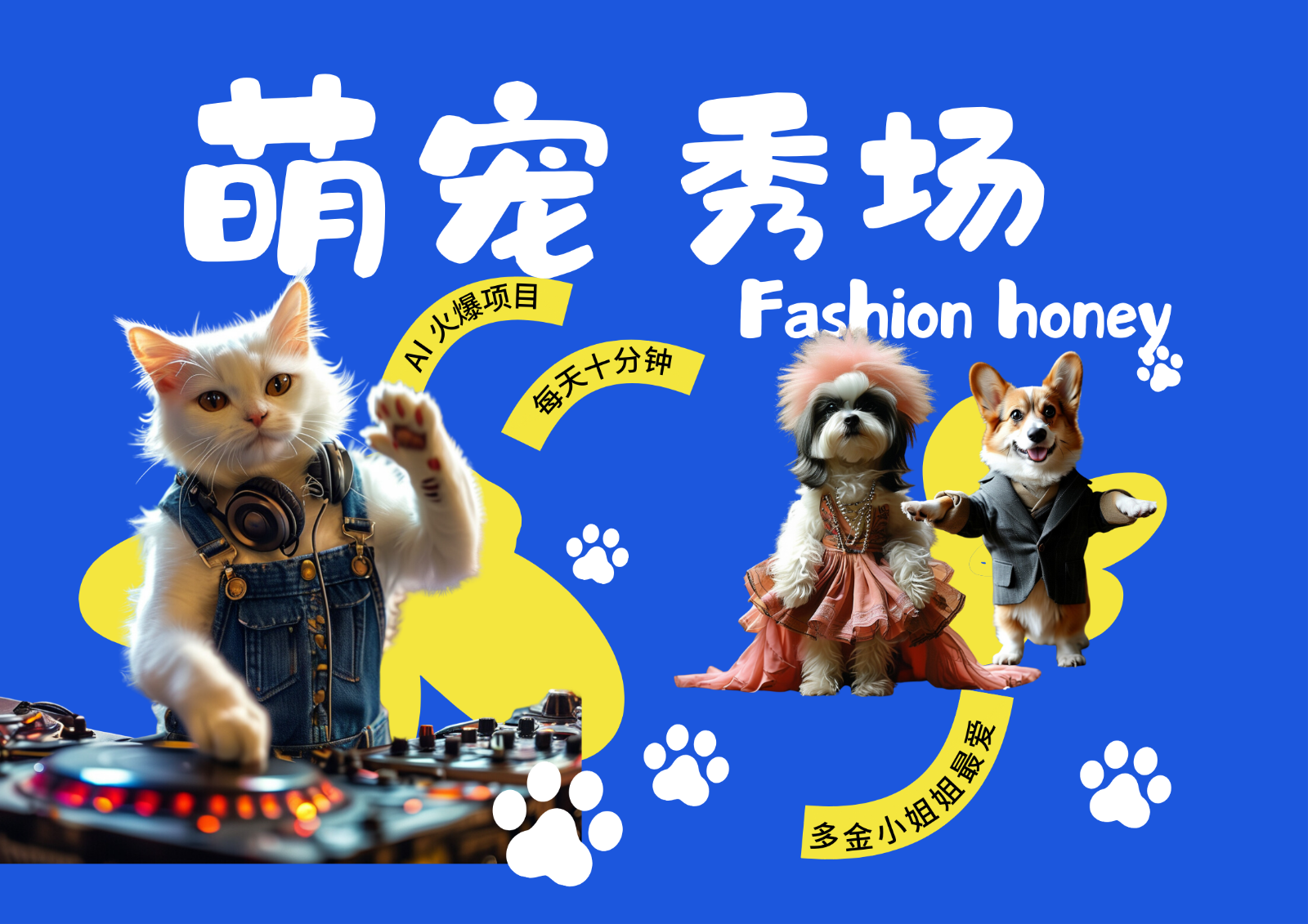 酷飒动物跳舞走秀 时尚喵FASHION汪 多金小姐姐最爱的 轻松月入破W-网创电课网