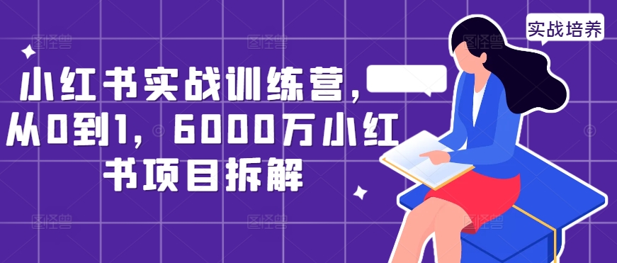 小红书实战训练营，从0到1，6000万小红书项目拆解-网创电课网