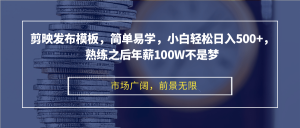 剪映发布模板，简单易学，小白轻松日入500+，熟练之后年薪100W不是梦-网创电课网