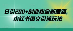 日引200+创业粉全新思路，小红书图文引流玩法-网创电课网