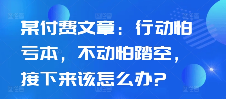 某付费文章:行动怕亏本,不动怕踏空,接下来该怎么办?-网创电课网
