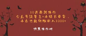 10月最新操作，公众号流量主+小绿书带货，小白轻松日入1000+-网创电课网