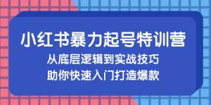 小红书暴力起号训练营，从底层逻辑到实战技巧，助你快速入门打造爆款-网创电课网