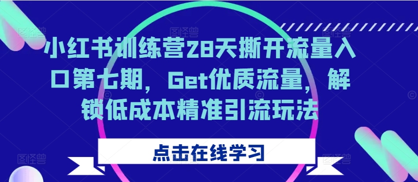 小红书训练营28天撕开流量入口第七期，Get优质流量，解锁低成本精准引流玩法-网创电课网