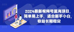 2024最新视频号蓝海项目，简单易上手，适合新手小白，收益长期稳定-网创电课网