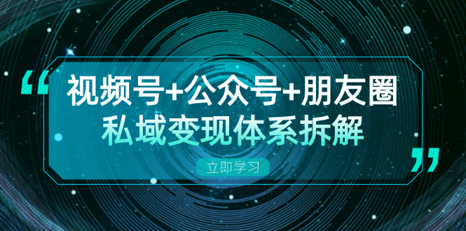 视频号+公众号+朋友圈私域变现体系拆解，全体平台流量枯竭下的应对策略-网创电课网