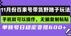 百家号带货野路子玩法 手机就可以操作，无脑复制粘贴 单账号日稳定变现…-网创电课网