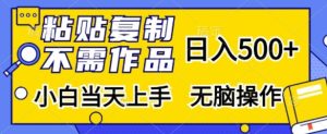 粘贴复制，无需作品，日入500+，小白当天上手，无脑操作-网创电课网