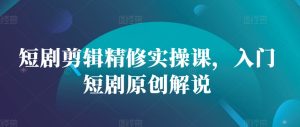 短剧剪辑精修实操课，入门短剧原创解说-网创电课网