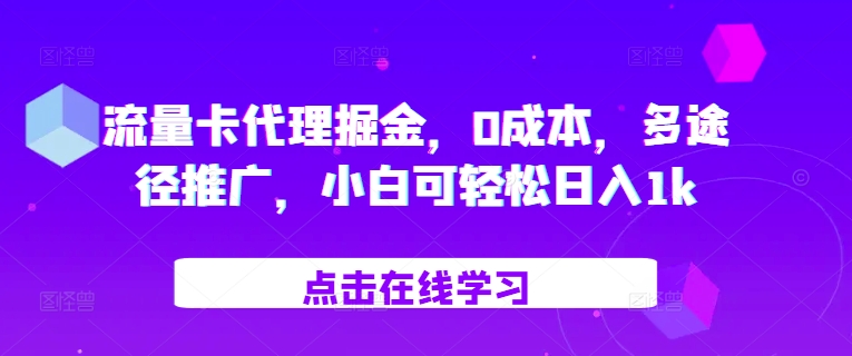 流量卡代理掘金，0成本，多途径推广，小白可轻松日入1k-网创电课网