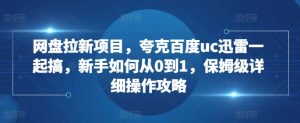 网盘拉新项目，夸克百度uc迅雷一起搞，新手如何从0到1，保姆级详细操作攻略-网创电课网