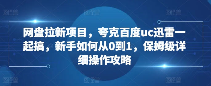 网盘拉新项目,夸克百度uc迅雷一起搞,新手如何从0到1,保姆级详细操作攻略-网创电课网
