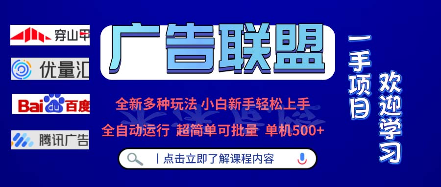 广告联盟 全新多种玩法 单机500+  全自动运行  可批量运行-网创电课网