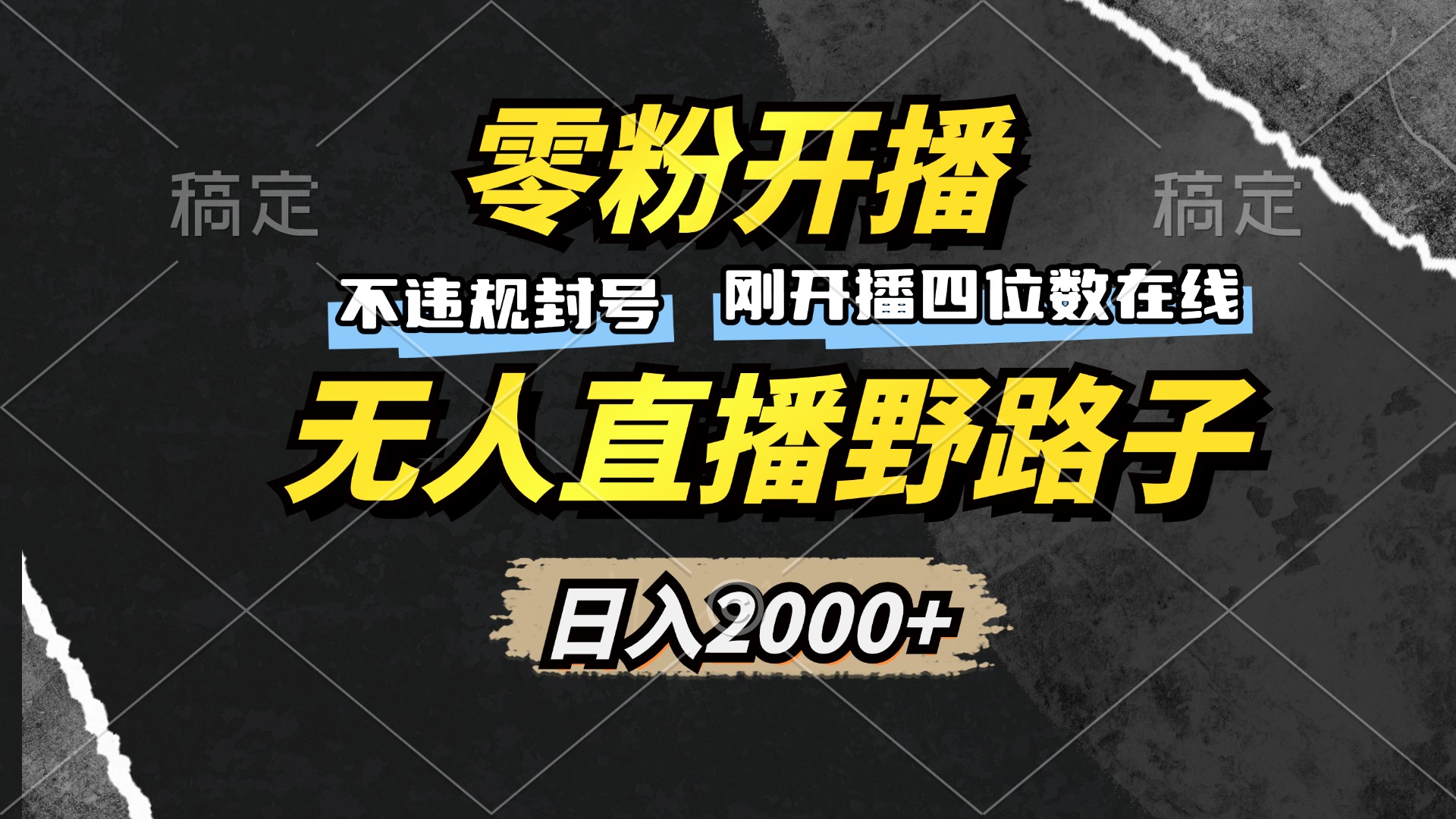 零粉开播，无人直播野路子，日入2000+，不违规封号，躺赚收益！-网创电课网