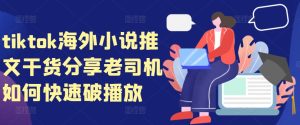tiktok海外小说推文干货分享，老司机如何快速破播放-网创电课网