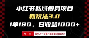 小红书瘦身项目3.0模式，新手小白日赚收益1000+（附从一名客户裂变收益…-网创电课网