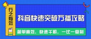 摸着石头过河整理出来的抖音快速突破万播攻略，简单高效，快速千粉！-网创电课网