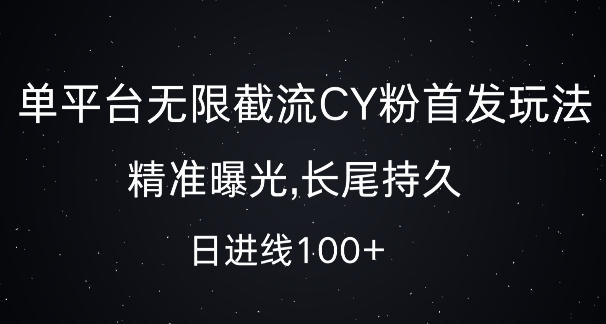 单平台无限截流创业粉首发玩法，精准曝光，长尾持久，日引流100+-网创电课网