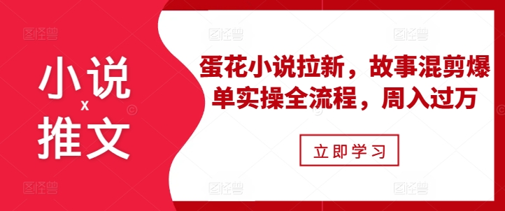 小说推文之蛋花小说拉新，故事混剪爆单实操全流程，周入过万-网创电课网
