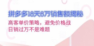 拼多多18天8万销售额揭秘:高客单价策略,避免价格战,日销过万不是难题-网创电课网