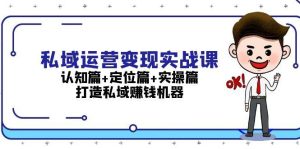 私域运营变现实战课：认知篇+定位篇+实操篇，打造私域赚钱机器-网创电课网