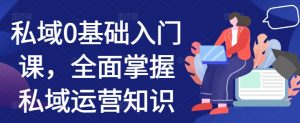 私域0基础入门课，全面掌握私域运营知识-网创电课网