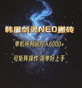 韩服剑灵NEO搬砖攻略，单机纯利润月入6000+ 可矩阵操作，简单好上手。-网创电课网