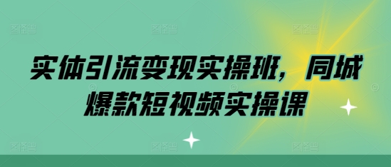 实体引流变现实操班,同城爆款短视频实操课-网创电课网