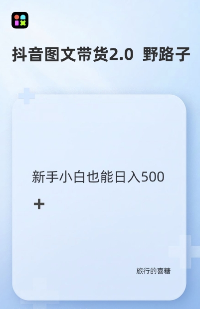 抖音图文带货野路子2.0玩法，暴力起号，单日收益多张，小白也可轻松上手-网创电课网
