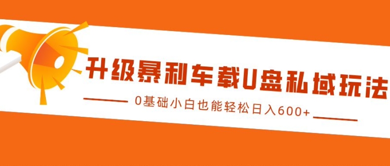 升级暴利车载U盘私域玩法，0基础小白也能轻松日入多张-网创电课网