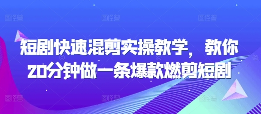 短剧快速混剪实操教学，教你20分钟做一条爆款燃剪短剧-网创电课网