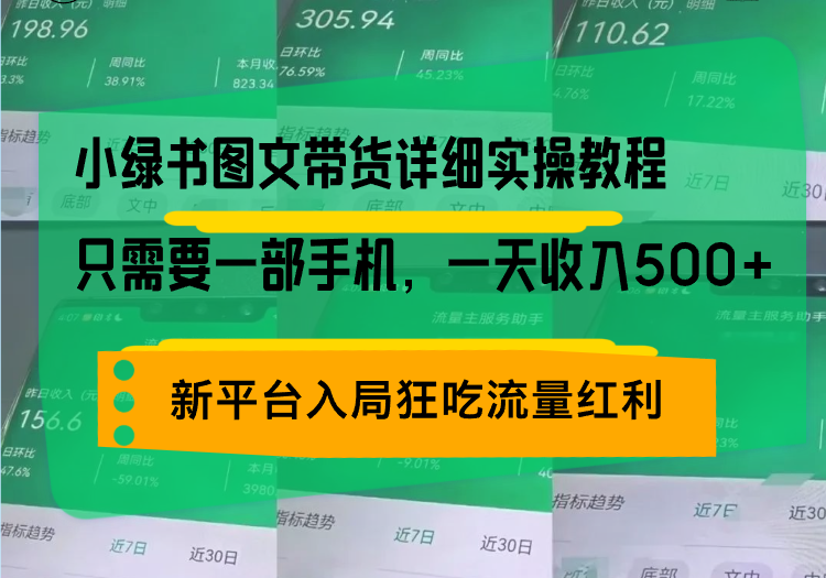 小绿书图文带货详细实操教程,只需要一部手机,一天收入500+,轻松变现-网创电课网