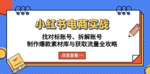 小红书电商实战：找对标账号、拆解账号、制作爆款素材库与获取流量全攻略-网创电课网