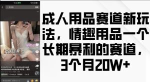 成人用品赛道新玩法，情趣用品一个长期暴利的赛道，3个月收益20个-网创电课网