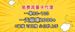 一单80，免费流量卡代理，一天躺赚2000+，0门槛，小白也能轻松上手-网创电课网