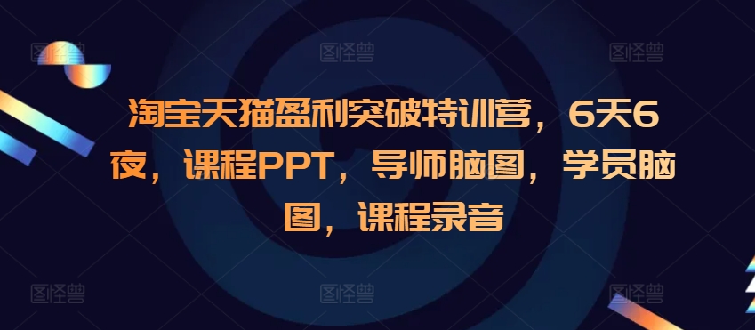 淘宝天猫盈利突破特训营,6天6夜,课程PPT,导师脑图,学员脑图,课程录音-网创电课网