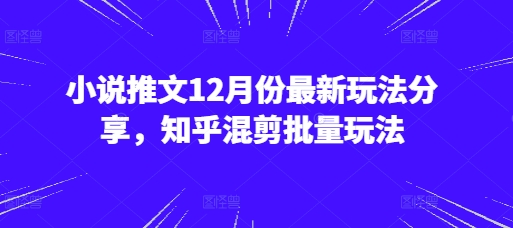 小说推文12月份最新玩法分享，知乎混剪批量玩法-网创电课网